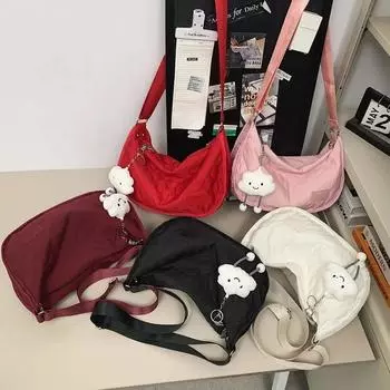 Однотонная повседневная женская сумка через плечо из нейлона на молнии, модная сумка через плечо унисекс, универсальная сумка через плечо чёрный