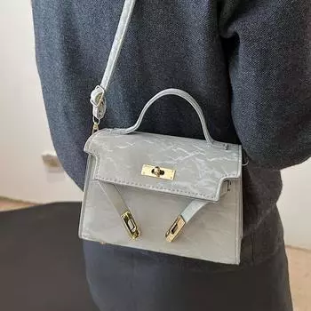 Однотонная простая фактурная сумка 2024 года, весенне-летняя нишевая дизайнерская универсальная сумка через плечо хаки