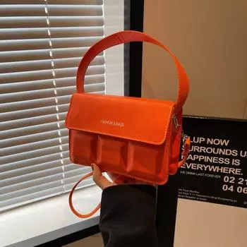 Однотонная простая фактурная сумка через плечо, маленькая, свежая и модная, квадратная женская сумка-мессенджер чёрный