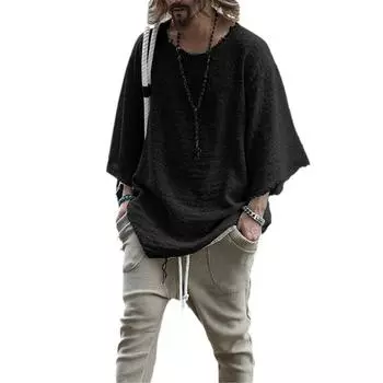 Однотонная простая футболка с длинными рукавами, мужской пуловер, европейский и американский модный однотонный круглый вырез, мужской топ S белый