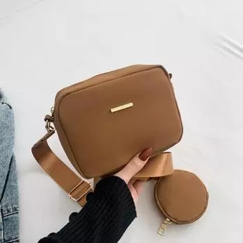 Однотонная простая сумка через плечо, повседневная маленькая квадратная сумка для поездок на работу, зимняя новая сумка 2024 года, женская модная простая сумка-мессенджер чёрный