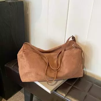 Однотонная простая сумка на молнии большой вместимости универсальная сумка бархатная сумка через плечо мягкая и популярная высококачественная модная