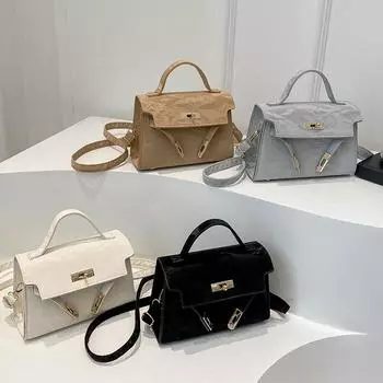 Однотонная простая текстурная сумка на весну и лето, универсальная сумка через плечо серый