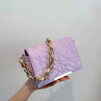 Однотонная простая толстая цепочка 2024 года, осень, новая корейская версия, модная вышитая нить, одно плечо, портативная подмышечная маленькая квадратная женская сумка белый