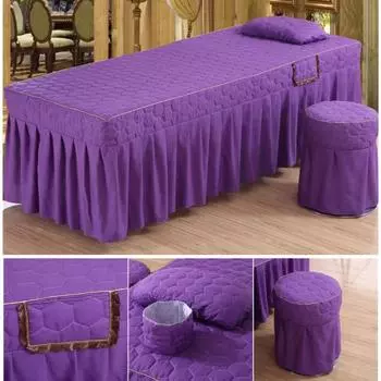 Однотонная простыня для массажного стола в салоне красоты, матрас для кровати, не наносящий вреда коже, покрывало для кровати в СПА-салоне с отверстием Funda Camilla 60x180cm Square head темно-фиолетового