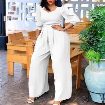 Однотонная прямая женская одежда с рукавами, широкий зимний комбинезон длинного размера, свободный цвет S синий