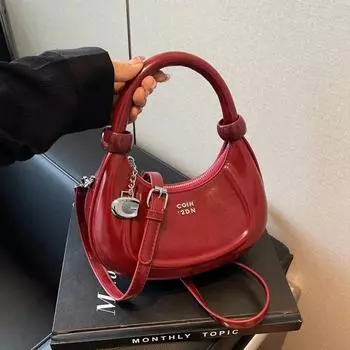 Однотонная PU новая женская сумка на молнии, модная сумка через плечо, мягкая универсальная простая сумка через плечо