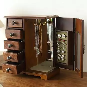 Однотонная ретро простая шкатулка для украшений ожерелье кольцо серьги ювелирные аксессуары изысканная коробка для хранения 21.511.526