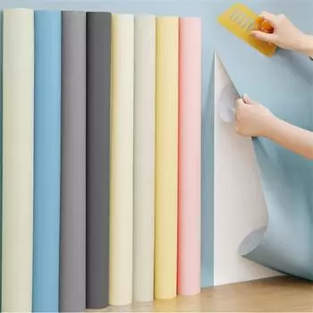Однотонная самоклеящаяся водонепроницаемая мебель для украшения спальни гостиной отремонтированная наклейка фоновая бумага для обоев 60cm *5 m