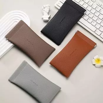 Однотонная самозакрывающаяся сумка для очков, сумка-мешок с пружиной, мини-косметичка, сумка для хранения помады для женщин кофейный