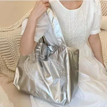 Однотонная серебристая сумка через плечо, сумка через подмышку, универсальная водонепроницаемая сумка-тоут для улицы серебряный