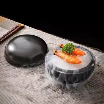 Однотонная сферическая керамическая миска с крышкой Сухой лед Миска для сашими Десертная миска Суповые миски Молекулярная кухня Специальная столовая посуда