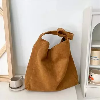 Однотонная шерстяная сумка на плечо, повседневная сумка, большая вместимость, мягкая, простая, многофункциональная сумка через плечо чёрный