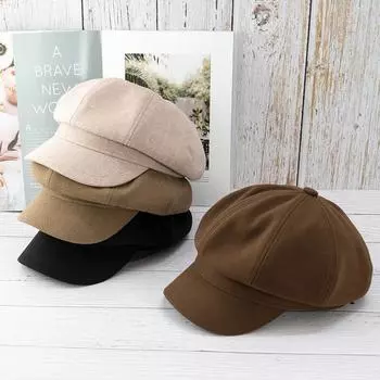 Однотонная шерстяная восьмиугольная шляпа, женская модная британская ретро-шляпа художника, литературная шляпа газетчика Adjustable хаки