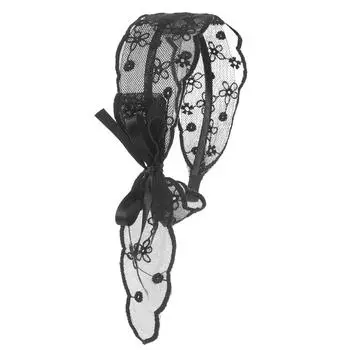 Однотонная широкая сетчатая повязка на голову с цветком и бантом для женщин, аксессуары для волос, повязки на голову