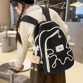 Однотонная школьная сумка для студента, женский рюкзак, большой емкости, компьютерный рюкзак красный