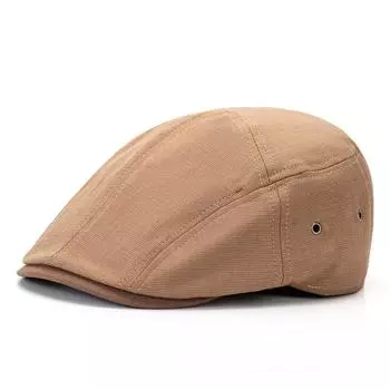 Однотонная шляпа Мужской берет Британский ретро Летняя дышащая кепка с козырьком Шляпа вперед Шляпа газетчика хаки