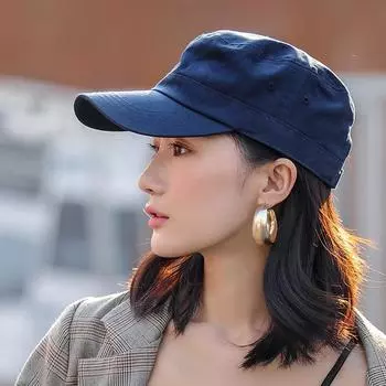 Однотонная шляпа женская с загнутыми полями модная военная шляпа повседневная кепка для студентов плоская кепка козырек мужская Medium size (56-59cm)