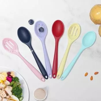 Однотонная силиконовая ложка с термостойким антипригарным покрытием для риса кухонная утварь шумовка кухонный инвентарь посуда