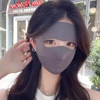 Однотонная солнцезащитная маска Ice Silk Womne Face Shield Тонкая маска Ice Silk для рыбалки синий
