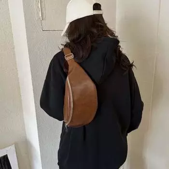 Однотонная сумка-бананка, сумка-полумесяц, сумка через плечо, классная сумка на грудь из искусственной кожи для женщин чёрный
