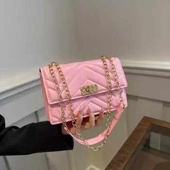 Однотонная сумка-цепочка женская сумка весна 2024 новый тренд вмятина ромб сумка-мессенджер текстура плечо маленькая квадратная сумка чёрный