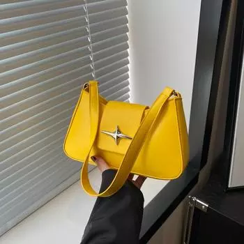 Однотонная сумка через плечо для женщин, новая модная повседневная сумка через плечо 2024 года, иностранный стиль, простая маленькая квадратная сумка, прилив чёрный