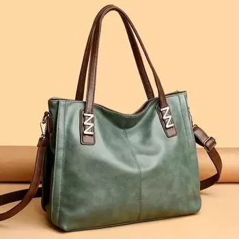 Однотонная сумка через плечо для женщин, сумки большой вместимости, люксовые брендовые повседневные и винтажные элегантные женские сумки, новые