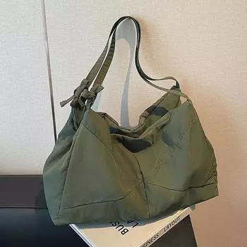 Однотонная сумка через плечо из нейлоновой ткани большой вместимости, водонепроницаемая сумка на плечо, женская сумка для поездок на работу, студенческая сумка для занятий чёрный