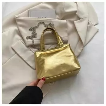 Однотонная сумка через плечо с блестящей верхней ручкой, диагональная цепная сумка, маленькая квадратная сумка через плечо, простая модная, новая