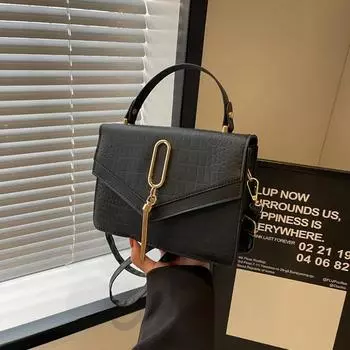 Однотонная сумка через плечо с кисточкой, простая квадратная сумка в западном стиле, переносная сумка, маленькая сумка