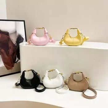 Однотонная сумка через плечо Y2K Сумка-полумесяц Сумка подмышкой Сумка из искусственной кожи Женская сумка белый