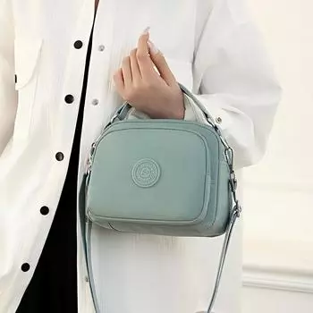 Однотонная сумка через плечо, женская сумка через плечо, нейлоновая маленькая квадратная сумка, ручная сумка светло-синий