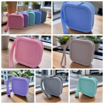 Однотонная сумка для мелких предметов, мини-сумка для хранения наушников, повседневный силиконовый квадратный кошелек для монет, подарок зелёный