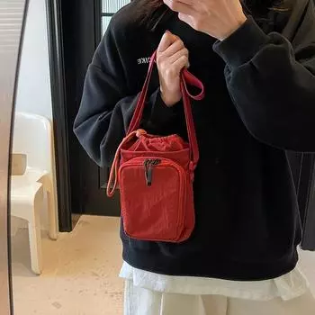 Однотонная сумка для мобильного телефона через плечо, холщовая сумка для стакана воды, подарки на день рождения для девочек чёрный