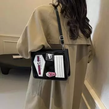 Однотонная сумка из искусственной кожи для женщин, изысканная сумка через плечо, швейная коробка, декоративный узор, мода