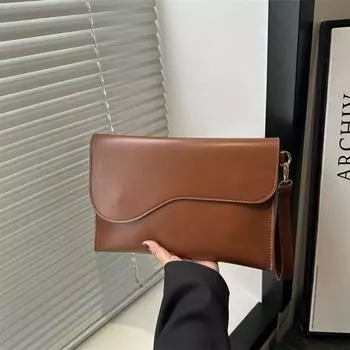 Однотонная сумка-тоут из искусственной кожи для документов, модный портфель для путешествий чёрный