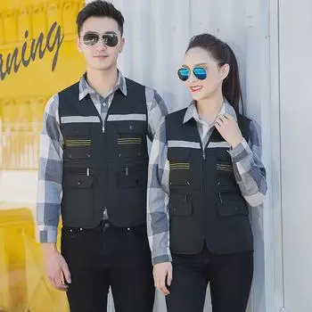 Однотонная свободная хлопковая куртка с лацканами, прямым низом, объемными накладными карманами и точечной молнией; Удобная, дышащая рабочая одежда. L красный