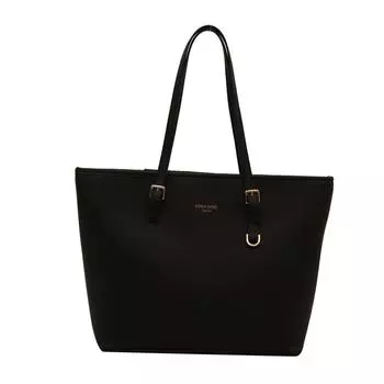 Однотонная темпераментная сумка-тоут большой вместимости женская новая простая на плечо подмышку универсальная сумка с чувством современности зрелая чёрный