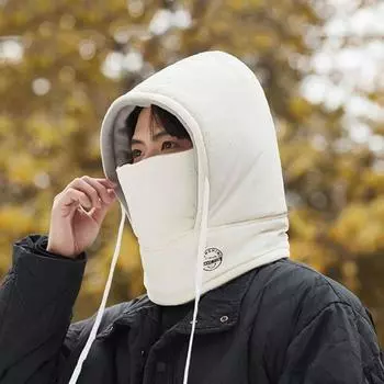 Однотонная теплая шапка-пуловер, плюшевая зимняя балаклава, модная ветрозащитная кепка для велоспорта, мужская чёрный