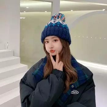 Однотонная теплая шапка вязаная ухо теплая шапка повседневные шапки женские белый