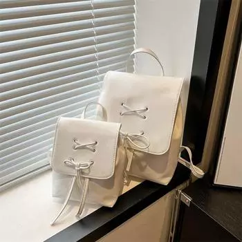 Однотонная текстура, простой бант, повседневная сумка, весенний универсальный женский рюкзак, женская сумка