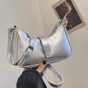 Однотонная текстурная сумка на одно плечо под мышкой для женщин, модные универсальные сумки через плечо для поездок на работу, новые повседневные сумки (20cm<Max Length<30cm)