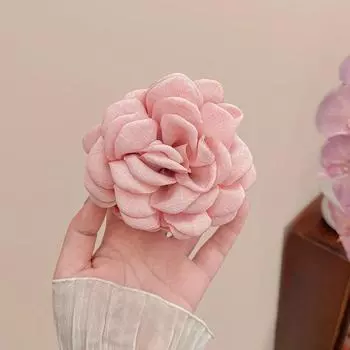 Однотонная ткань Большая роза Заколка для волос для женщин Элегантная заколка-акула на затылок Модная заколка для волос для девушки Аксессуары для волос Plastic