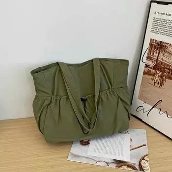 Однотонная тканевая композитная женская сумка через плечо с застежкой-молнией, простая и элегантная сумка через плечо, мягкая сумка-тоут