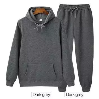 Однотонная толстовка с капюшоном, комплект из двух предметов, толстовка с капюшоном, женская толстовка, осенняя мужская толстовка + брюки, комплекты S