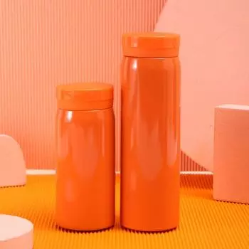 Однотонная тонкая изолированная термобутылка для воды круглая бутылка для горячей и холодной воды для походов на открытом воздухе orange-280ml