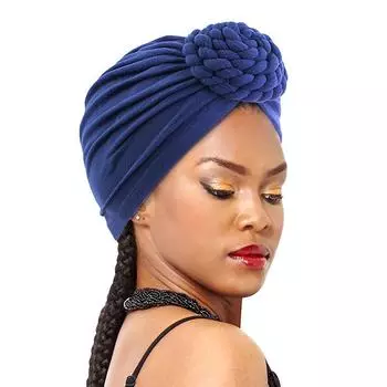 Однотонная трехмерная дисковая цветочная сумка-шляпа, косынка-шарф, этническая шляпа Jdt-39 average size темно-синий