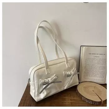 Однотонная трендовая личность для повседневной носки маленькая сумка простая женская сумка сумка через плечо сумочка бант женщины