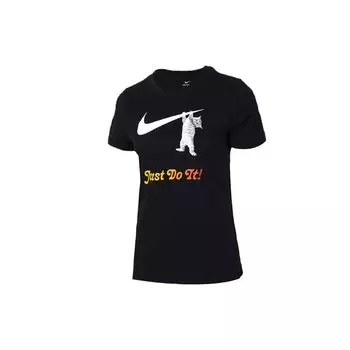 Однотонная тренировочная футболка с логотипом Nike Slogan, женские топы, черная DA2481-010 S